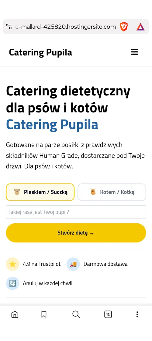 Catering Pupila - wersja mobile